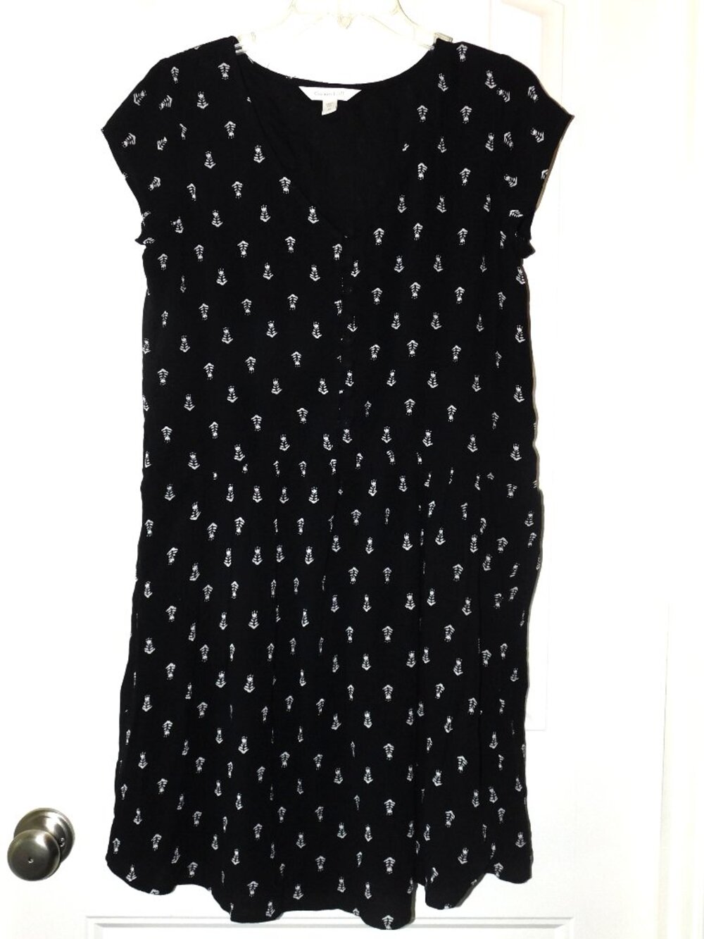 Garnet Hill Black And White Midi Dress- Size XS